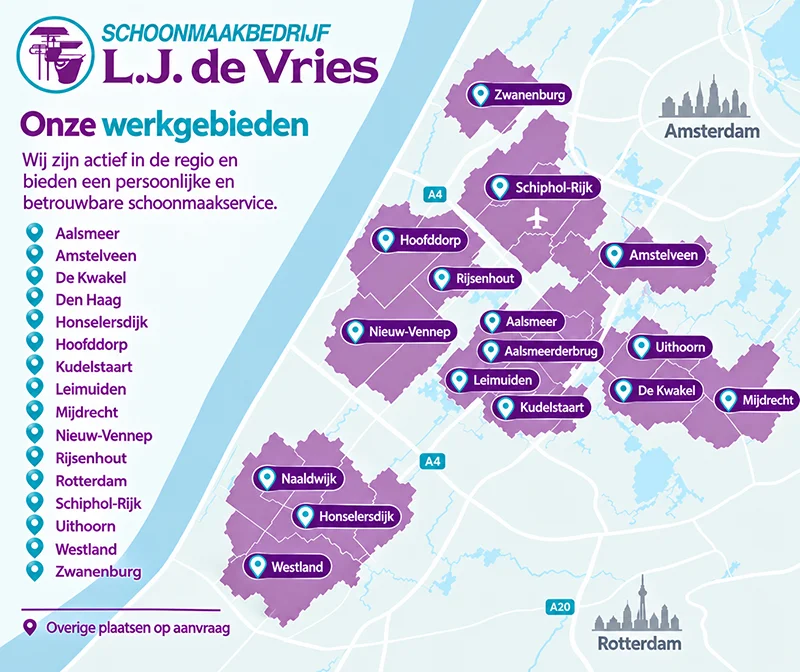Werkgebied - schoonmaakbedrijf LJ de Vries Werkgebied - Schoonmaakbedrijf LJ de Vries